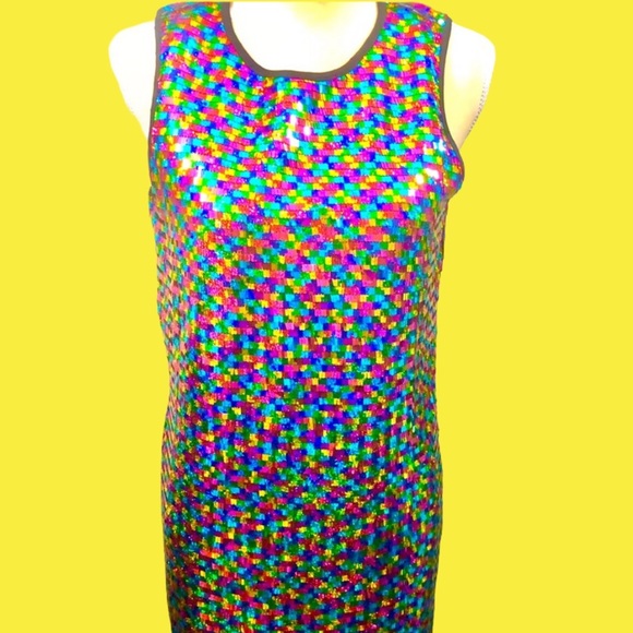 ASOS Rainbow Sequin Sleeveless Dress Sz 8 NWT - Picture 5 of 14